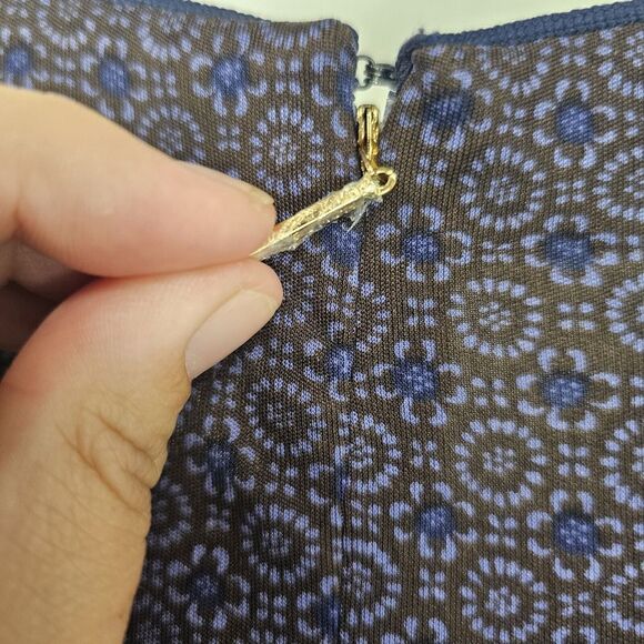 Tory Burch Flavia Blue Multicolored Long Sleeve Silk Dress Size Small - Picture 13 of 13